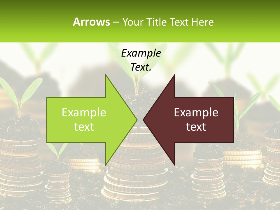 A Pile Of Coins With A Plant Growing Out Of It PowerPoint Template