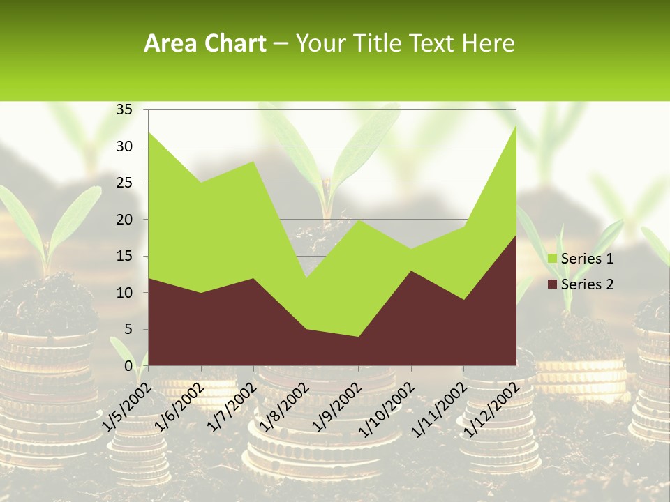 A Pile Of Coins With A Plant Growing Out Of It PowerPoint Template