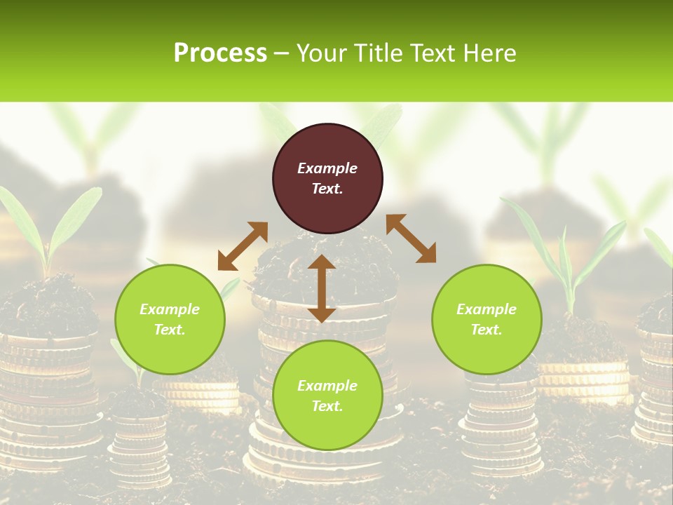 A Pile Of Coins With A Plant Growing Out Of It PowerPoint Template