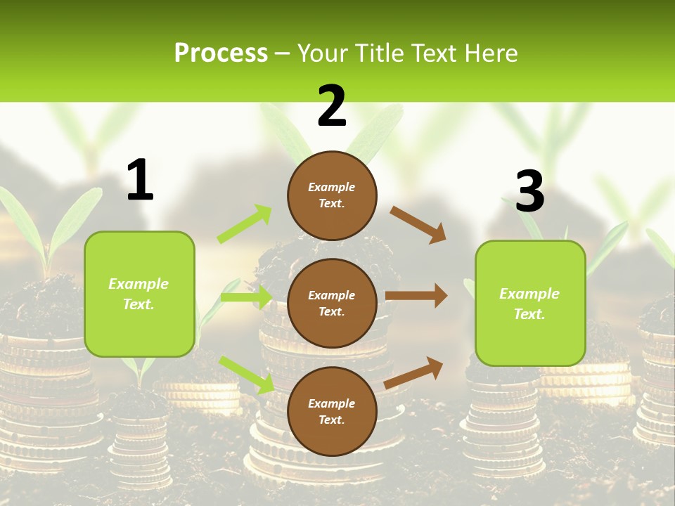 A Pile Of Coins With A Plant Growing Out Of It PowerPoint Template