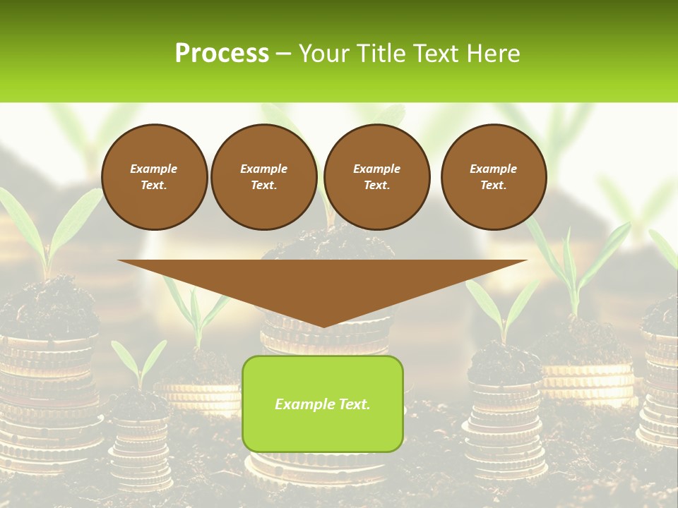 A Pile Of Coins With A Plant Growing Out Of It PowerPoint Template
