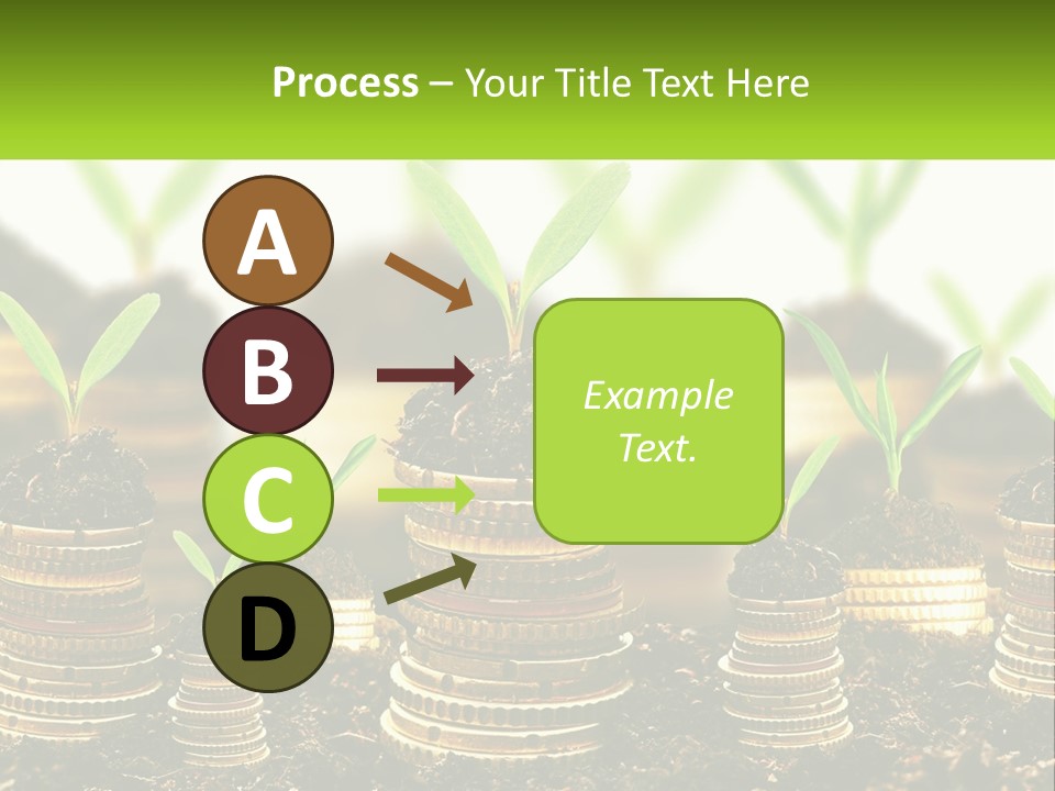 A Pile Of Coins With A Plant Growing Out Of It PowerPoint Template