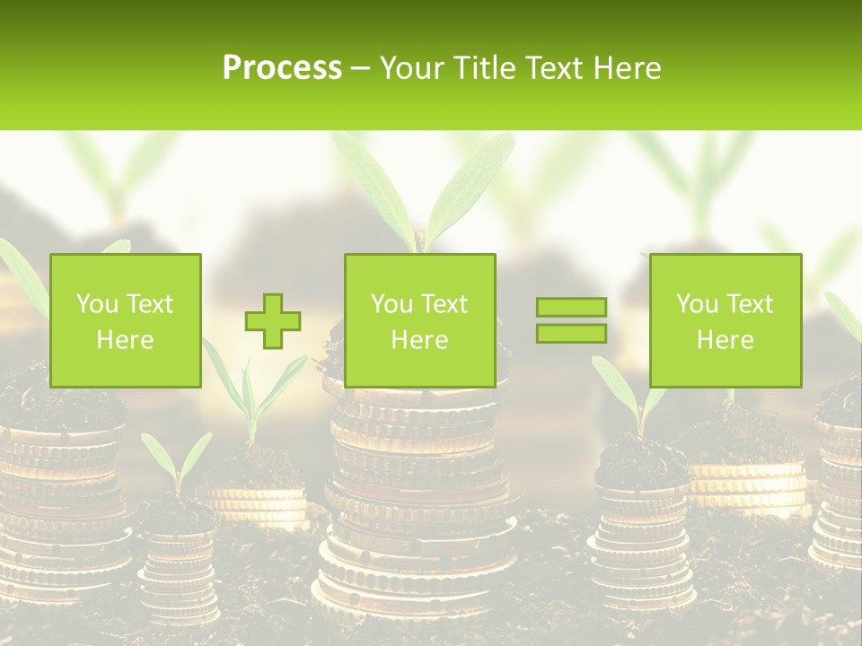 A Pile Of Coins With A Plant Growing Out Of It PowerPoint Template