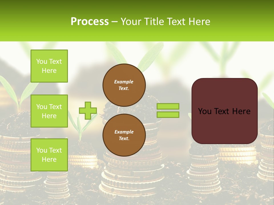 A Pile Of Coins With A Plant Growing Out Of It PowerPoint Template