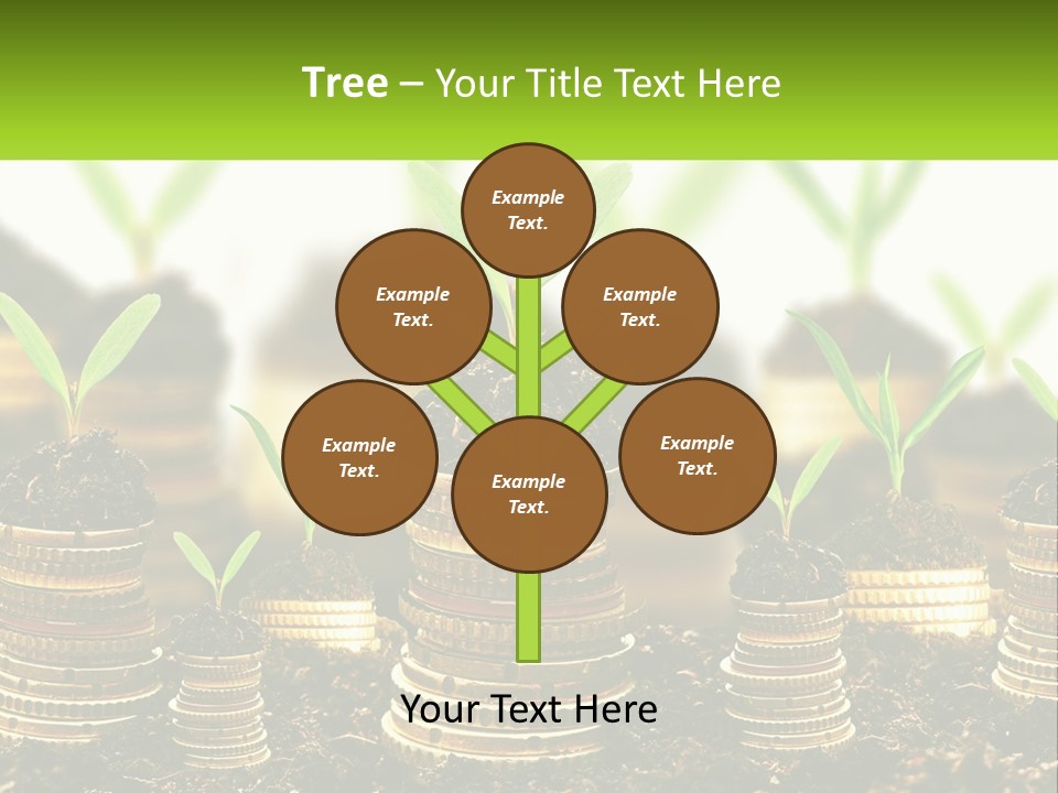 A Pile Of Coins With A Plant Growing Out Of It PowerPoint Template