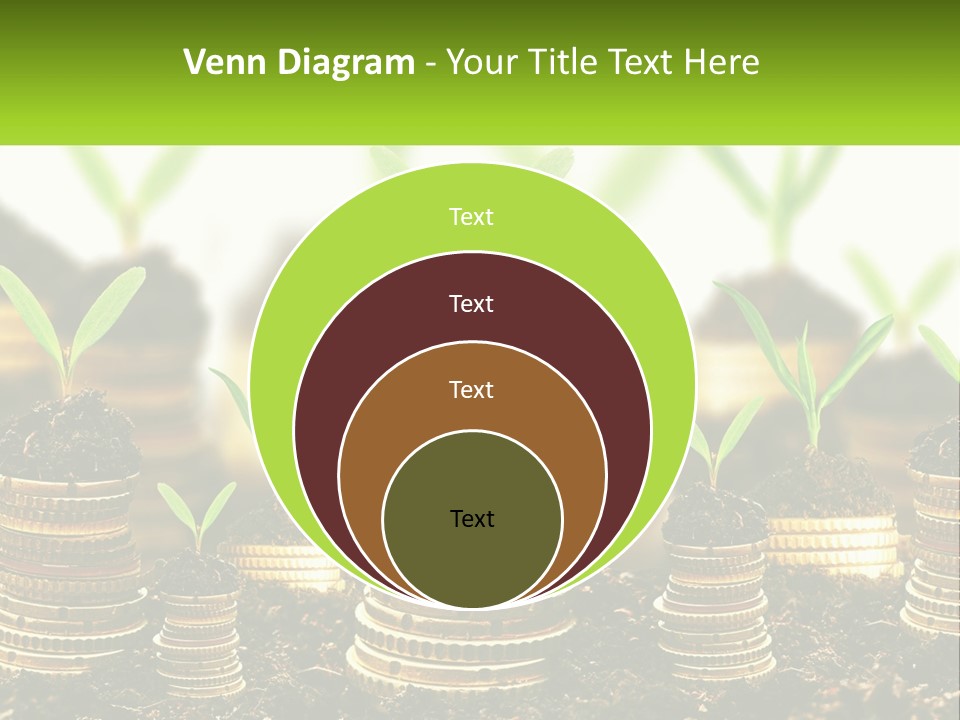 A Pile Of Coins With A Plant Growing Out Of It PowerPoint Template