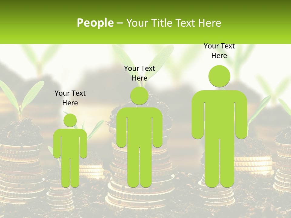 A Pile Of Coins With A Plant Growing Out Of It PowerPoint Template