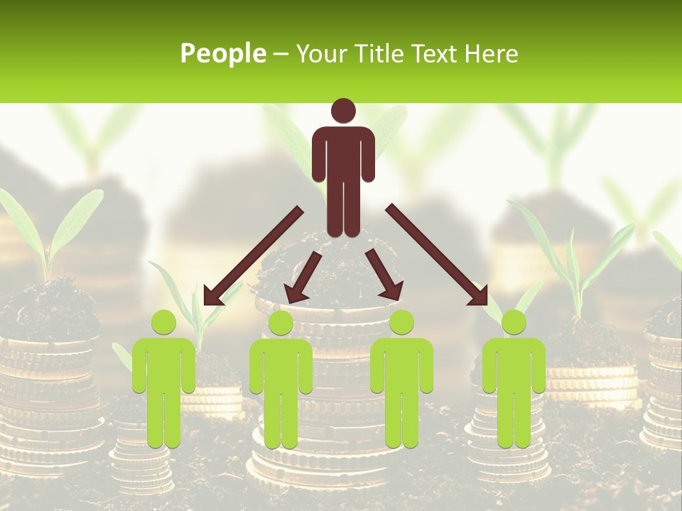 A Pile Of Coins With A Plant Growing Out Of It PowerPoint Template