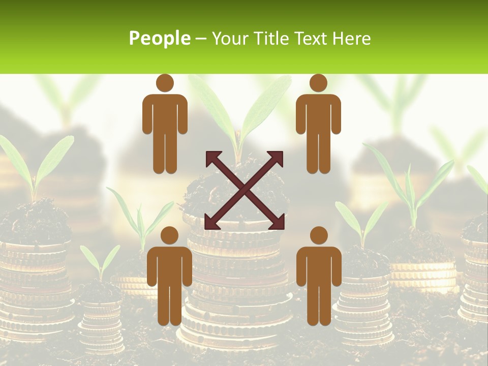 A Pile Of Coins With A Plant Growing Out Of It PowerPoint Template