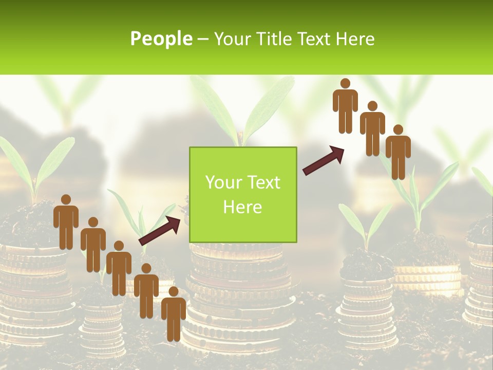 A Pile Of Coins With A Plant Growing Out Of It PowerPoint Template