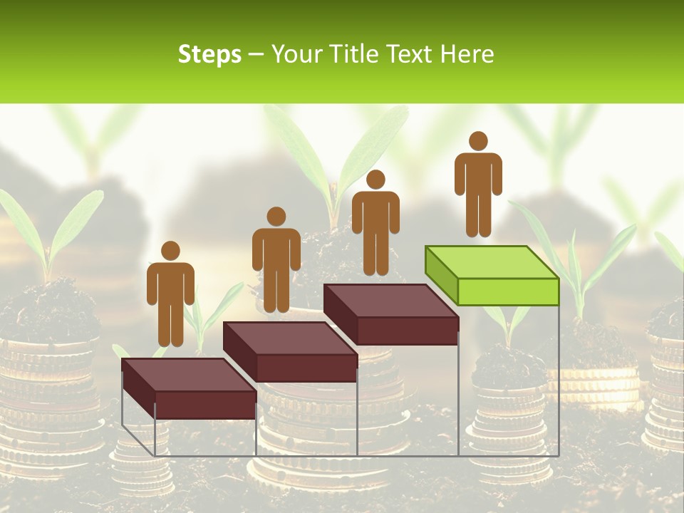 A Pile Of Coins With A Plant Growing Out Of It PowerPoint Template