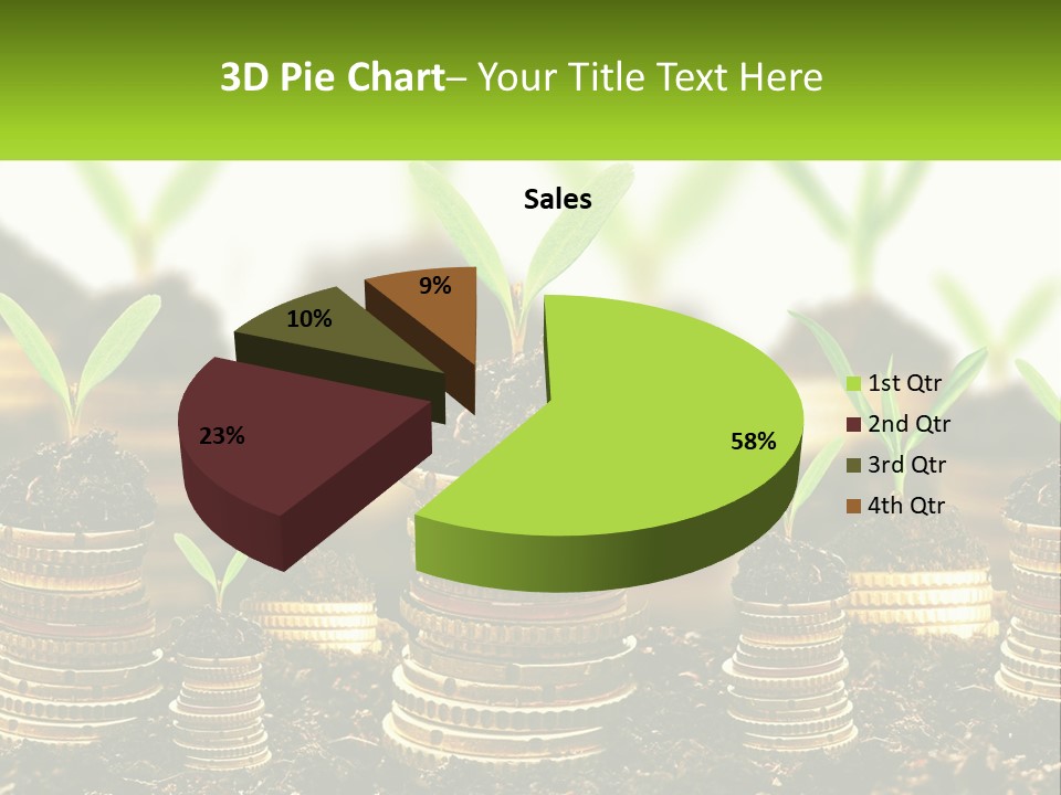 A Pile Of Coins With A Plant Growing Out Of It PowerPoint Template