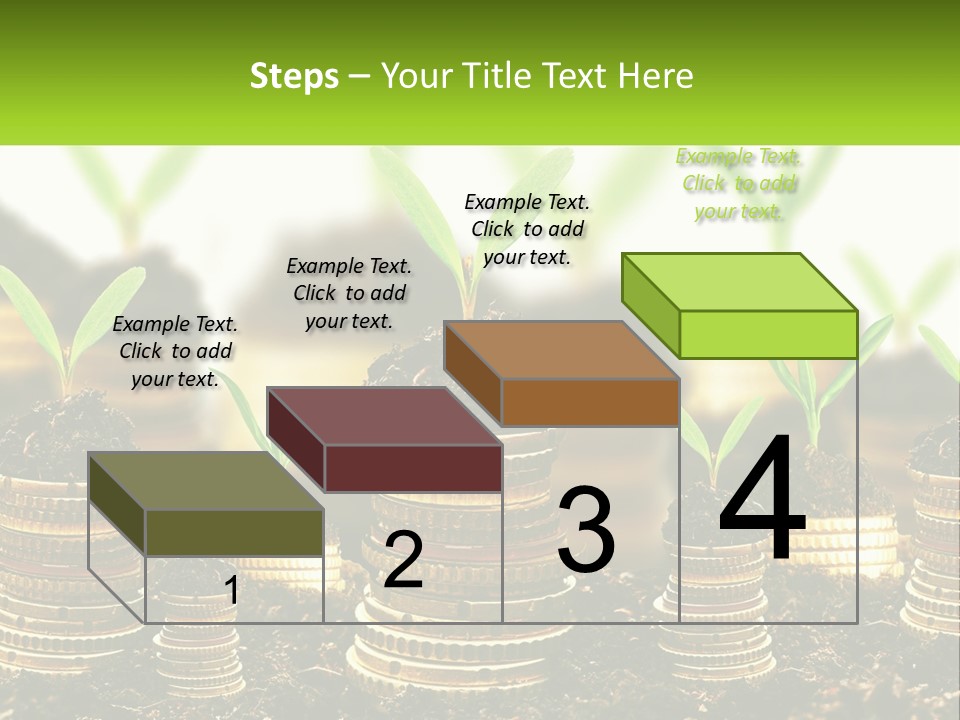 A Pile Of Coins With A Plant Growing Out Of It PowerPoint Template