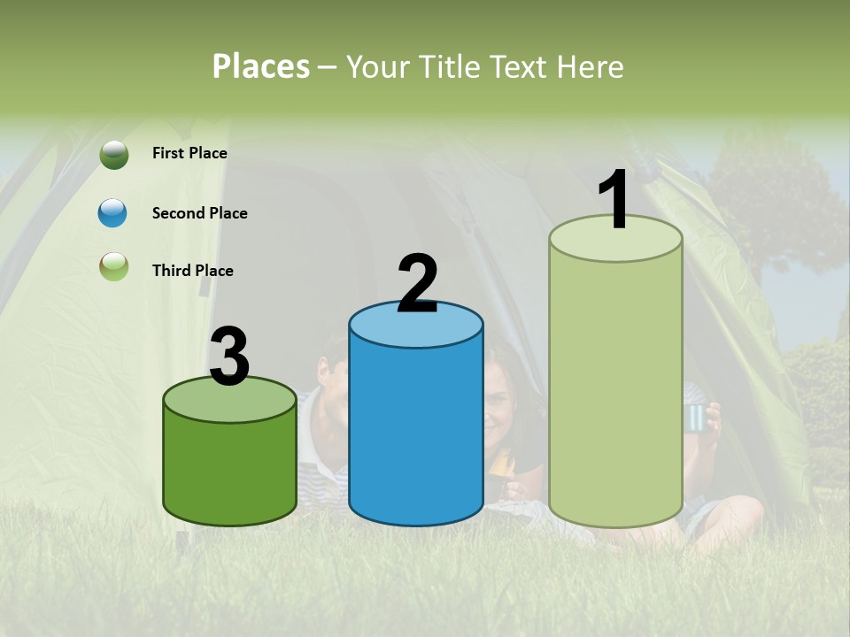 A Group Of People Sitting Inside Of A Green Tent PowerPoint Template