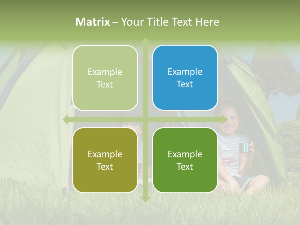 A Group Of People Sitting Inside Of A Green Tent PowerPoint Template