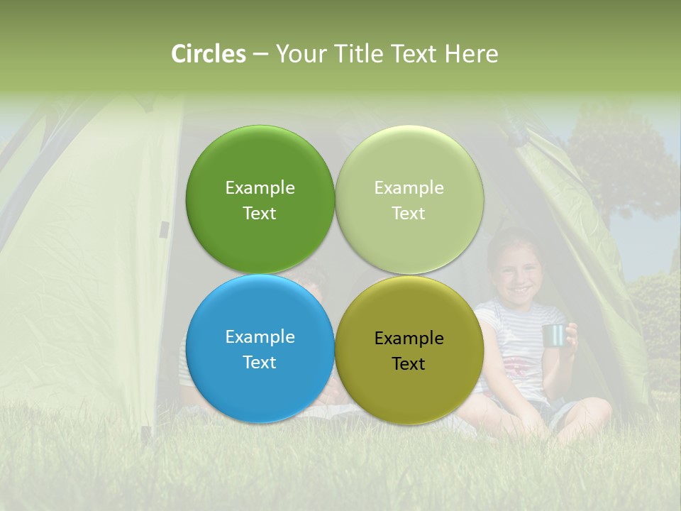 A Group Of People Sitting Inside Of A Green Tent PowerPoint Template