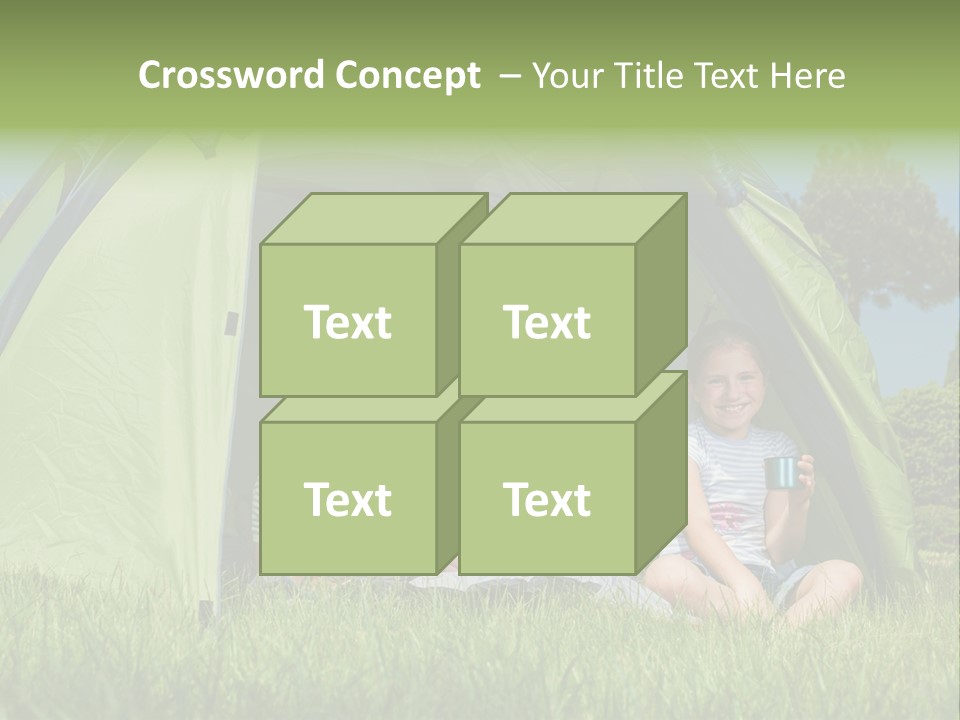 A Group Of People Sitting Inside Of A Green Tent PowerPoint Template