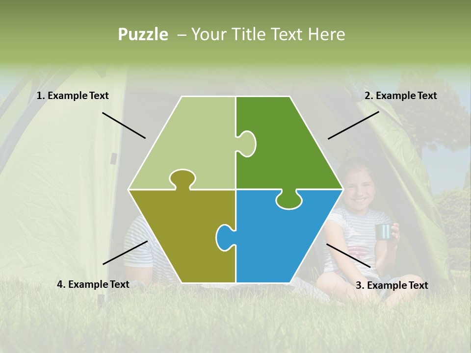 A Group Of People Sitting Inside Of A Green Tent PowerPoint Template
