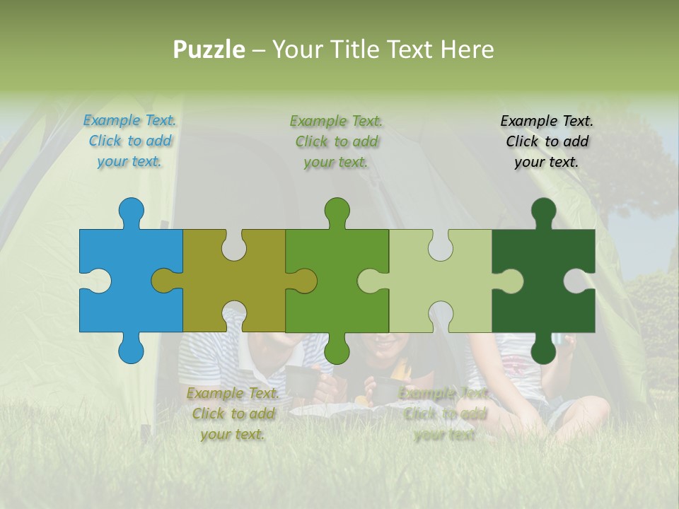 A Group Of People Sitting Inside Of A Green Tent PowerPoint Template