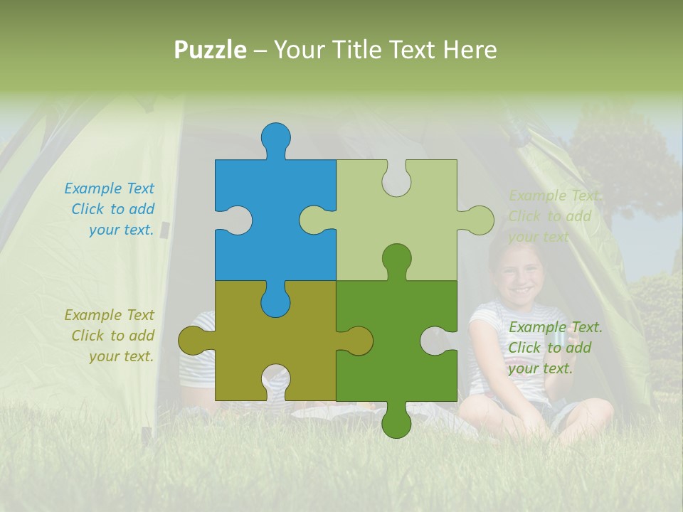 A Group Of People Sitting Inside Of A Green Tent PowerPoint Template