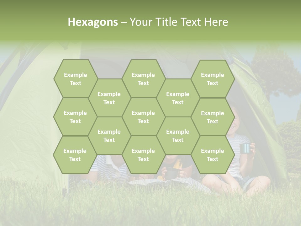 A Group Of People Sitting Inside Of A Green Tent PowerPoint Template