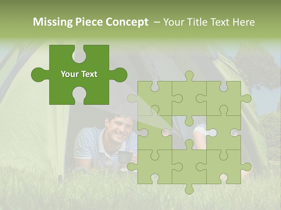 A Group Of People Sitting Inside Of A Green Tent PowerPoint Template