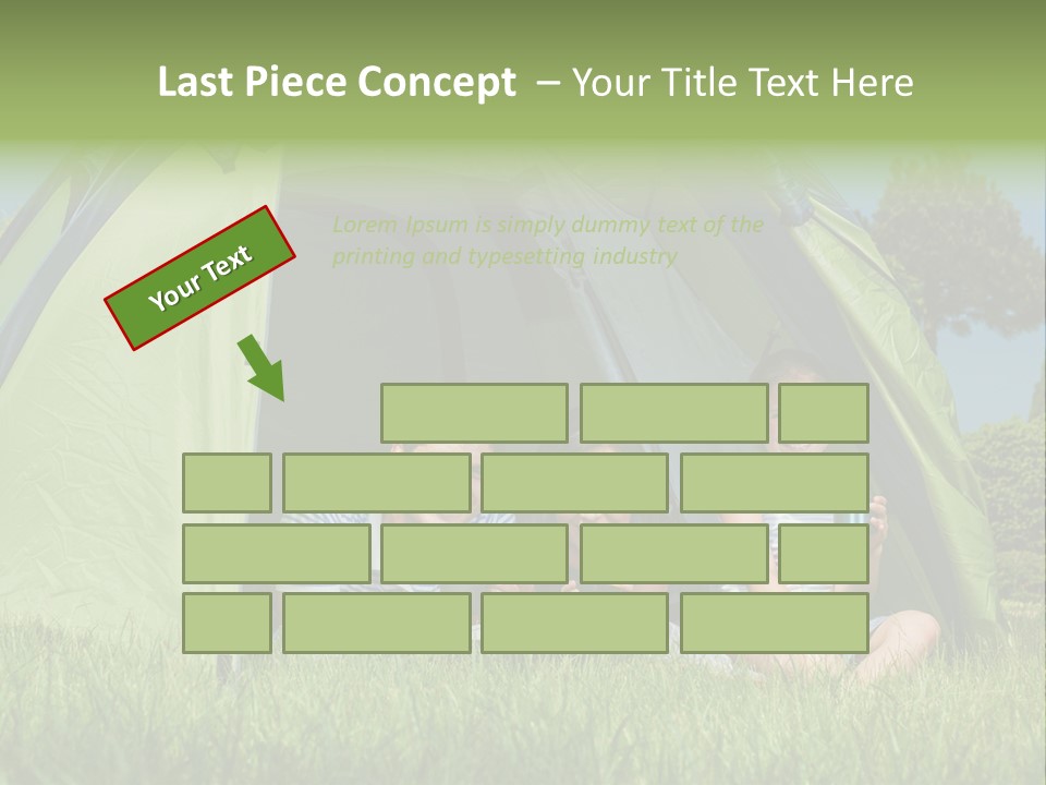 A Group Of People Sitting Inside Of A Green Tent PowerPoint Template