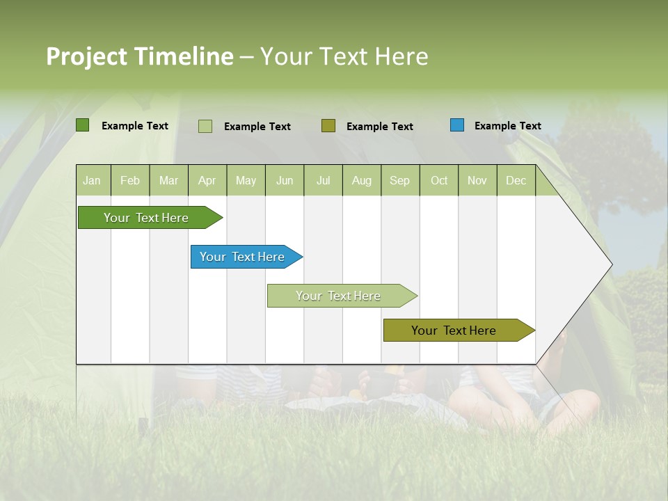 A Group Of People Sitting Inside Of A Green Tent PowerPoint Template