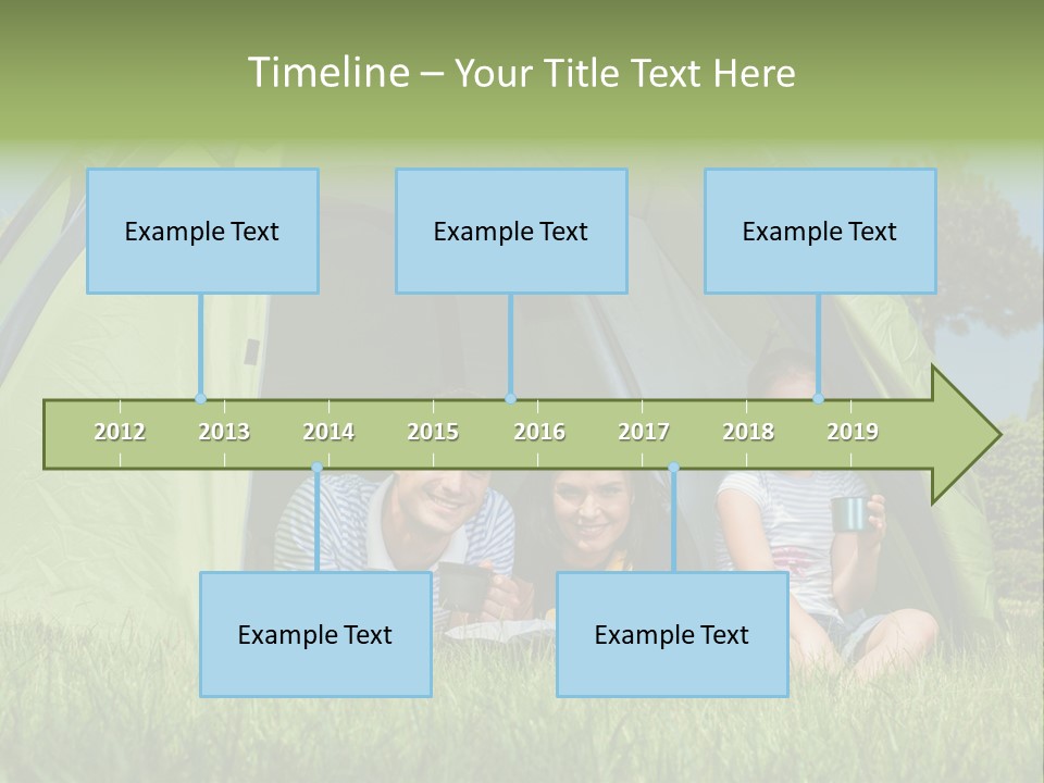 A Group Of People Sitting Inside Of A Green Tent PowerPoint Template