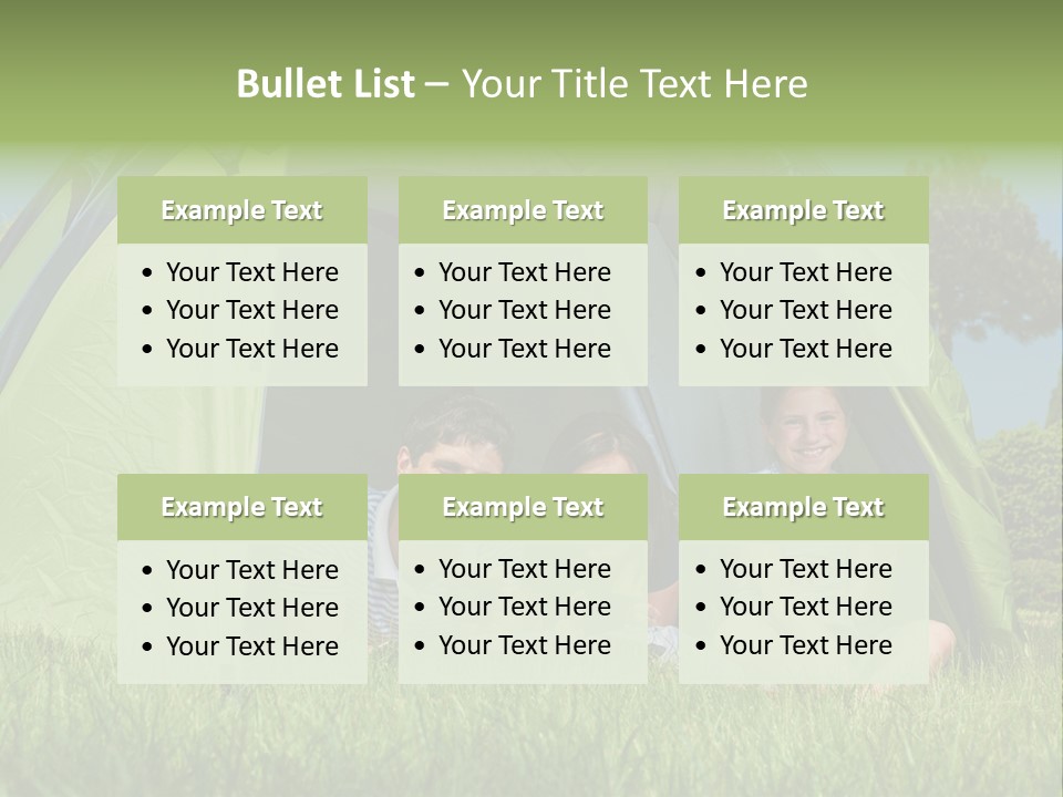 A Group Of People Sitting Inside Of A Green Tent PowerPoint Template