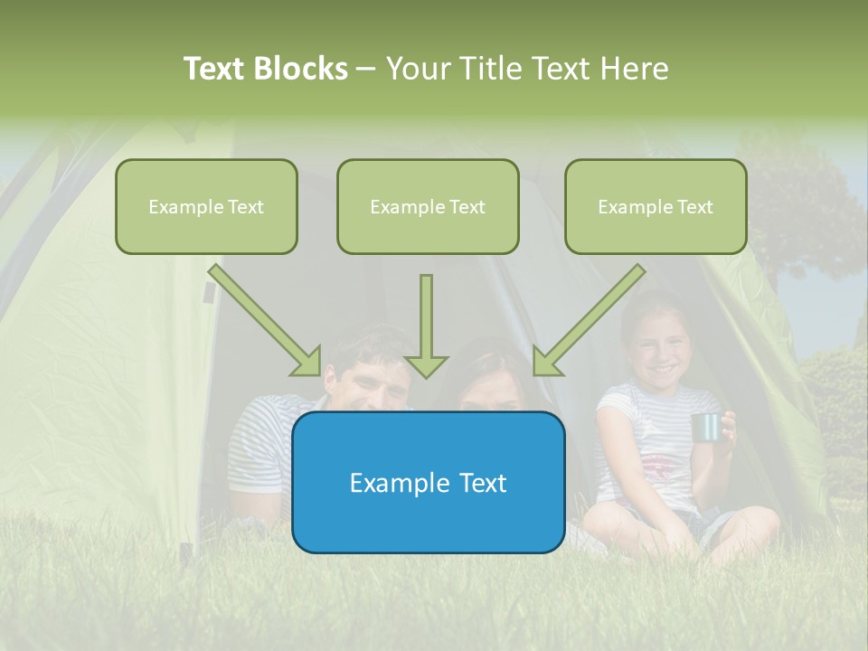 A Group Of People Sitting Inside Of A Green Tent PowerPoint Template