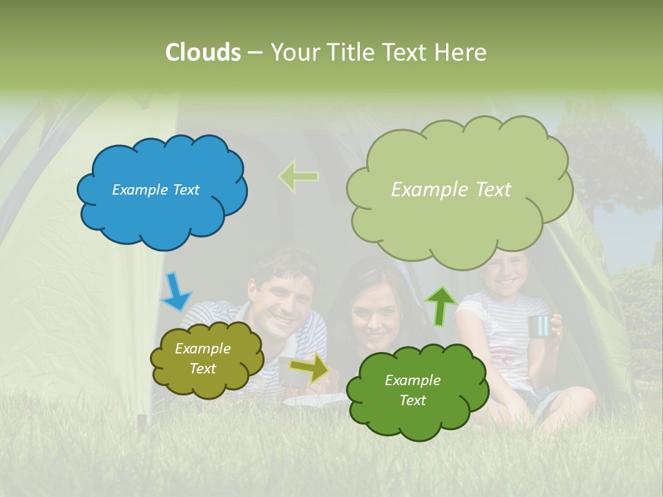 A Group Of People Sitting Inside Of A Green Tent PowerPoint Template