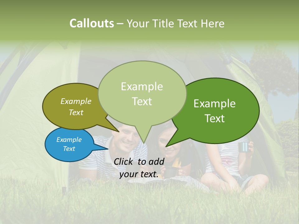 A Group Of People Sitting Inside Of A Green Tent PowerPoint Template