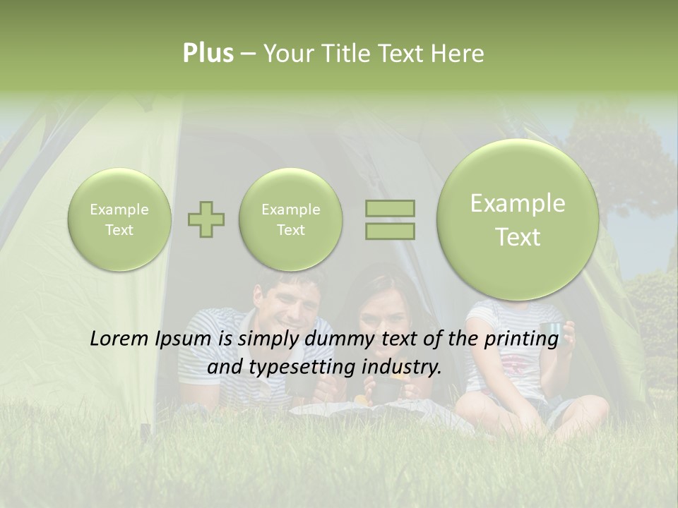 A Group Of People Sitting Inside Of A Green Tent PowerPoint Template
