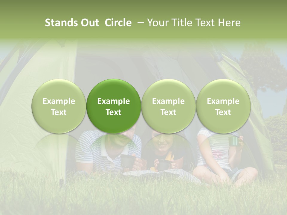 A Group Of People Sitting Inside Of A Green Tent PowerPoint Template