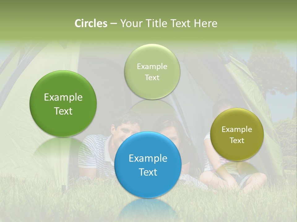 A Group Of People Sitting Inside Of A Green Tent PowerPoint Template