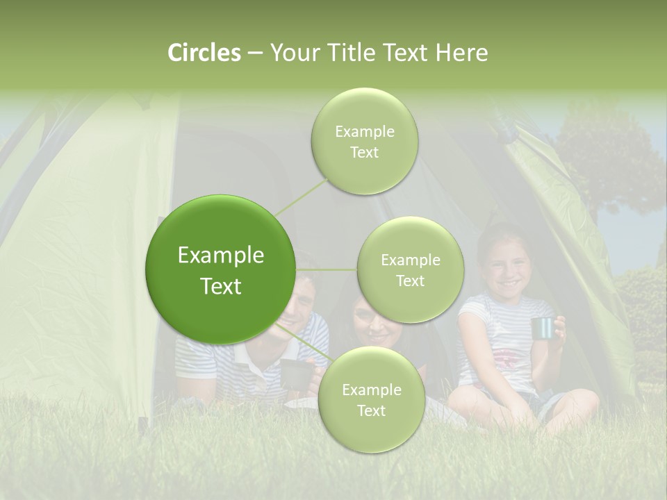 A Group Of People Sitting Inside Of A Green Tent PowerPoint Template