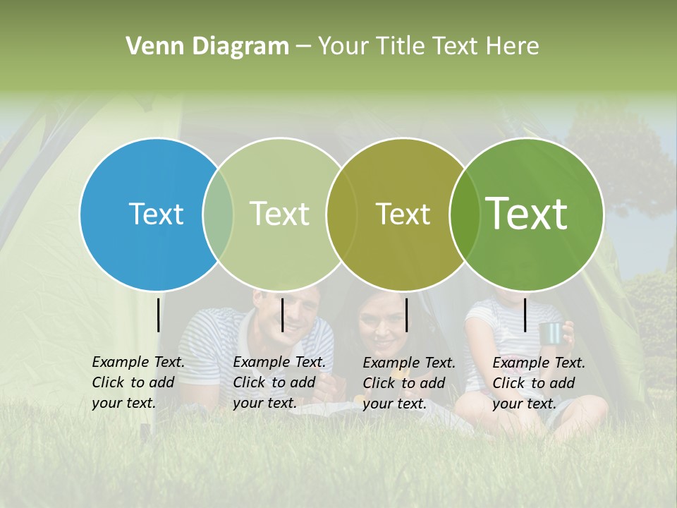 A Group Of People Sitting Inside Of A Green Tent PowerPoint Template