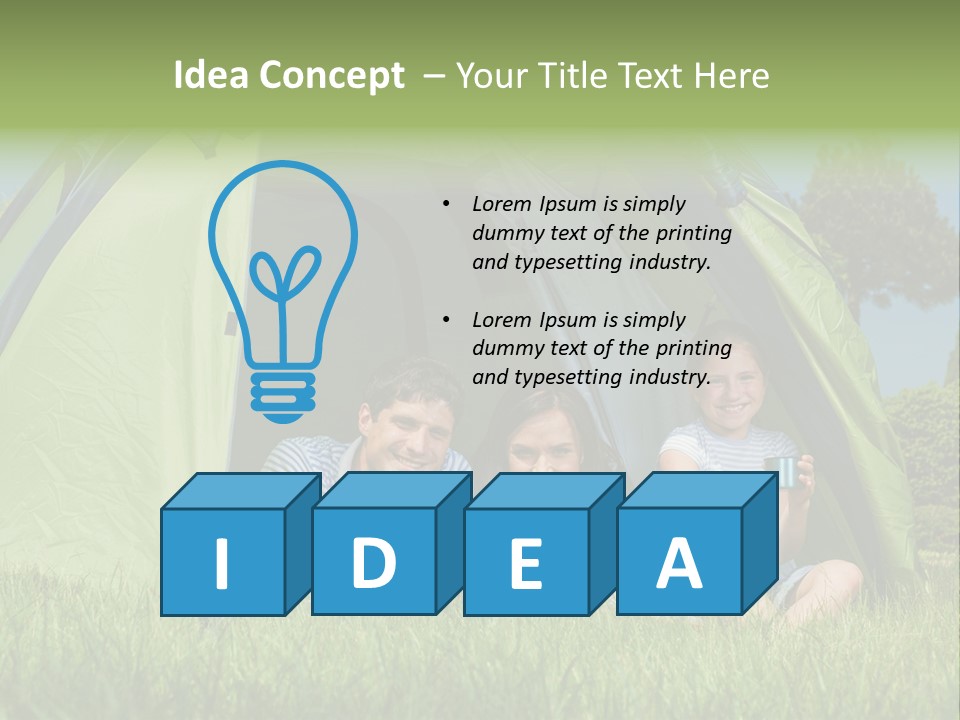A Group Of People Sitting Inside Of A Green Tent PowerPoint Template