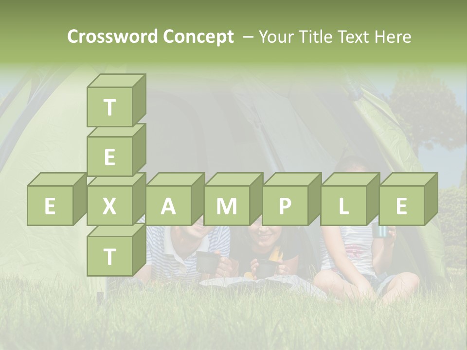 A Group Of People Sitting Inside Of A Green Tent PowerPoint Template