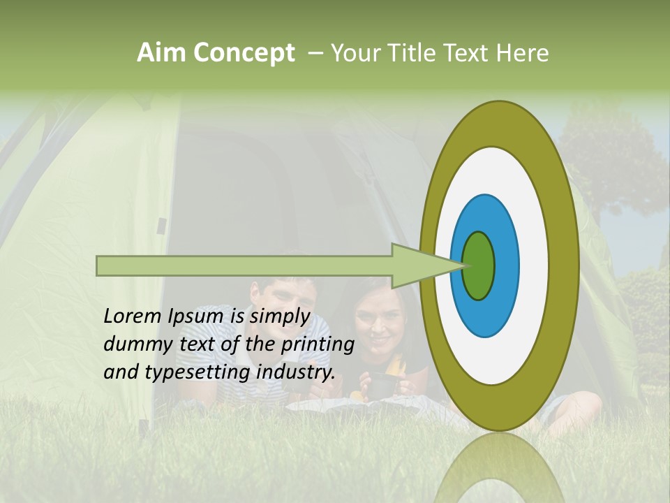 A Group Of People Sitting Inside Of A Green Tent PowerPoint Template