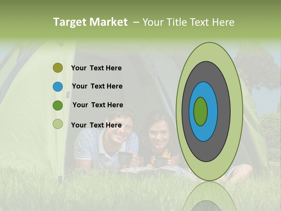 A Group Of People Sitting Inside Of A Green Tent PowerPoint Template