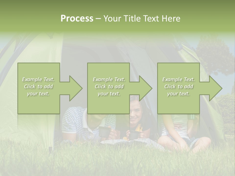 A Group Of People Sitting Inside Of A Green Tent PowerPoint Template