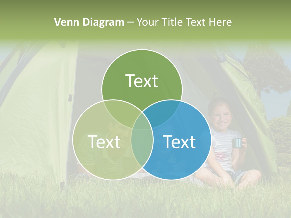 A Group Of People Sitting Inside Of A Green Tent PowerPoint Template