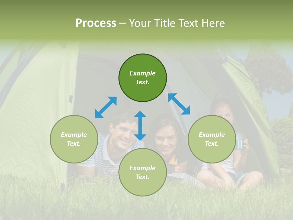 A Group Of People Sitting Inside Of A Green Tent PowerPoint Template