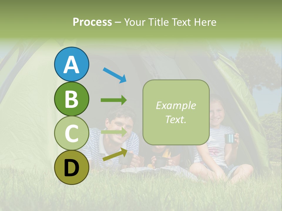 A Group Of People Sitting Inside Of A Green Tent PowerPoint Template