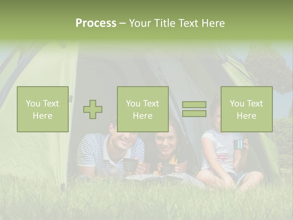 A Group Of People Sitting Inside Of A Green Tent PowerPoint Template