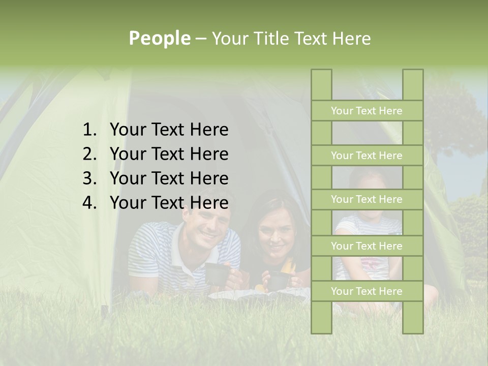 A Group Of People Sitting Inside Of A Green Tent PowerPoint Template