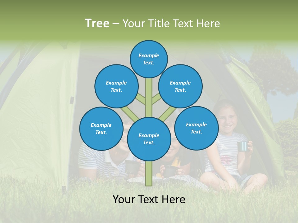 A Group Of People Sitting Inside Of A Green Tent PowerPoint Template
