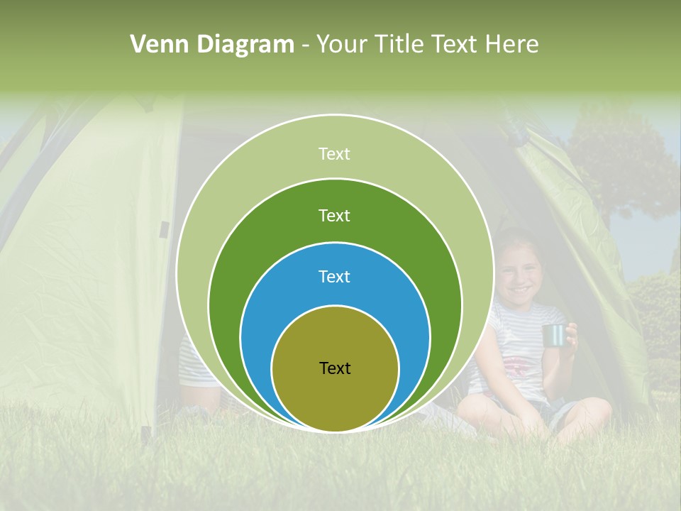 A Group Of People Sitting Inside Of A Green Tent PowerPoint Template